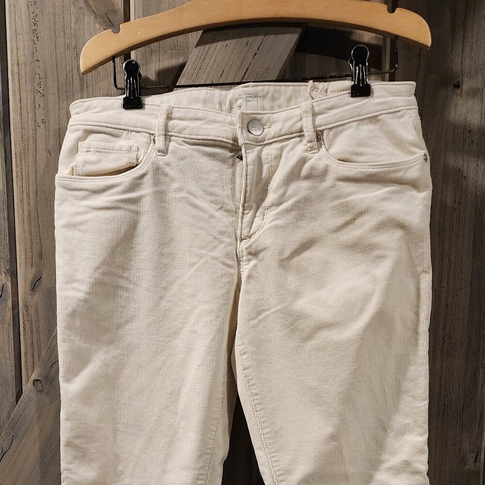 Ann Taylor LOFT Cream Corduroy Relaxed Skinny Pants 27/4